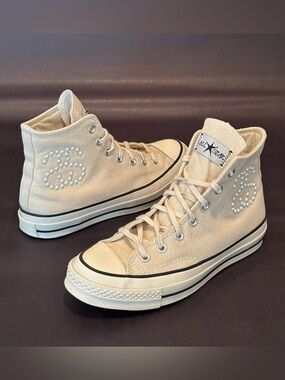 CONVERSE X STÜSSY Chuck 70 High Sneaker w/Pearl Detail - UNISEX Men 6/Wmn 8